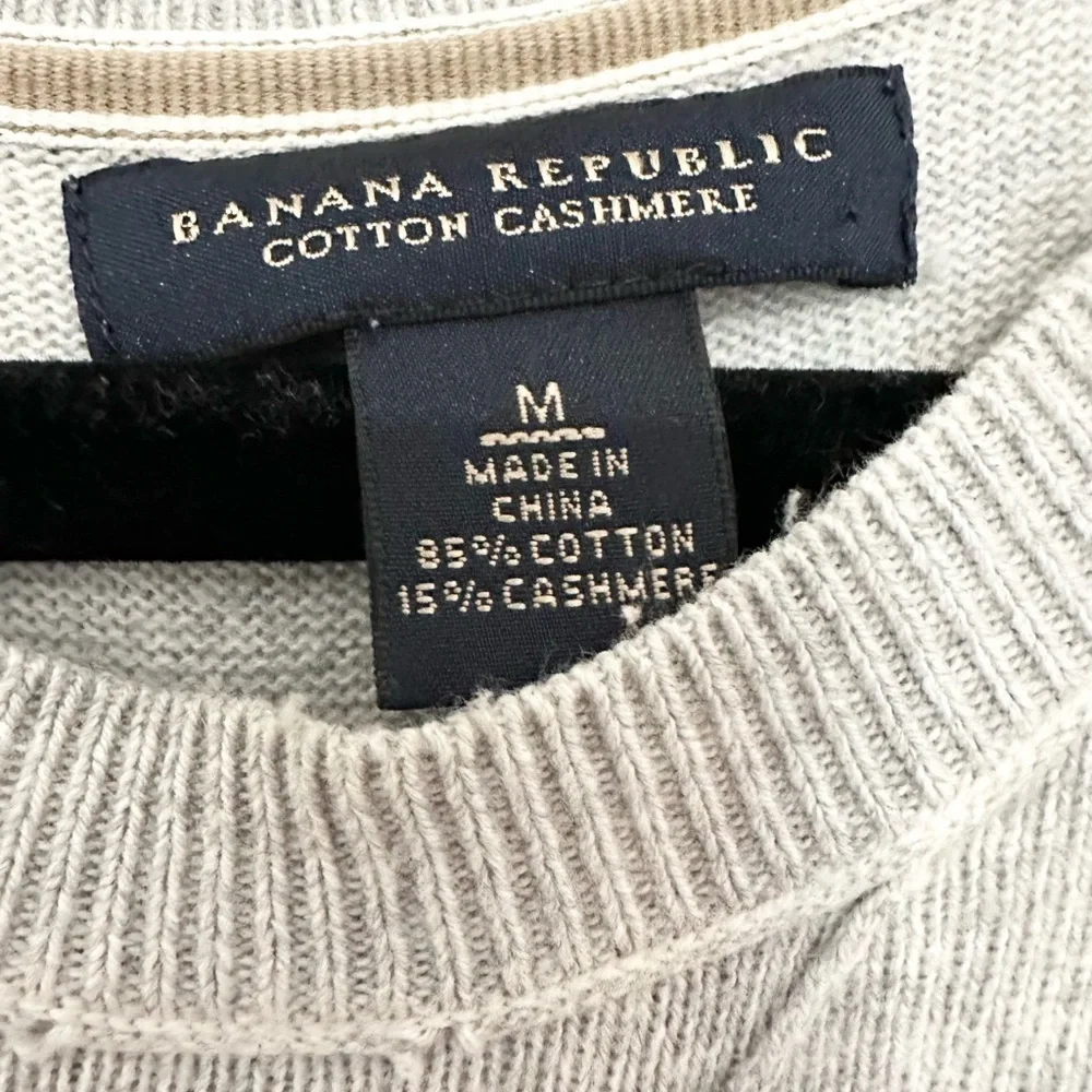 Banana Republic cotton cashmere crewneck knit sweater size medium gray